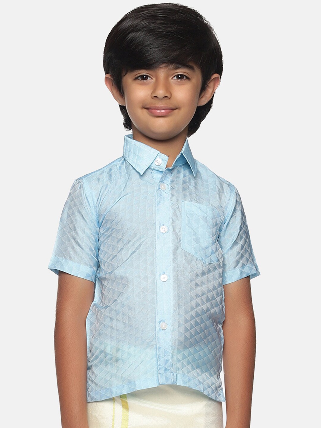

Sethukrishna Boys Blue Classic Printed Party Shirt