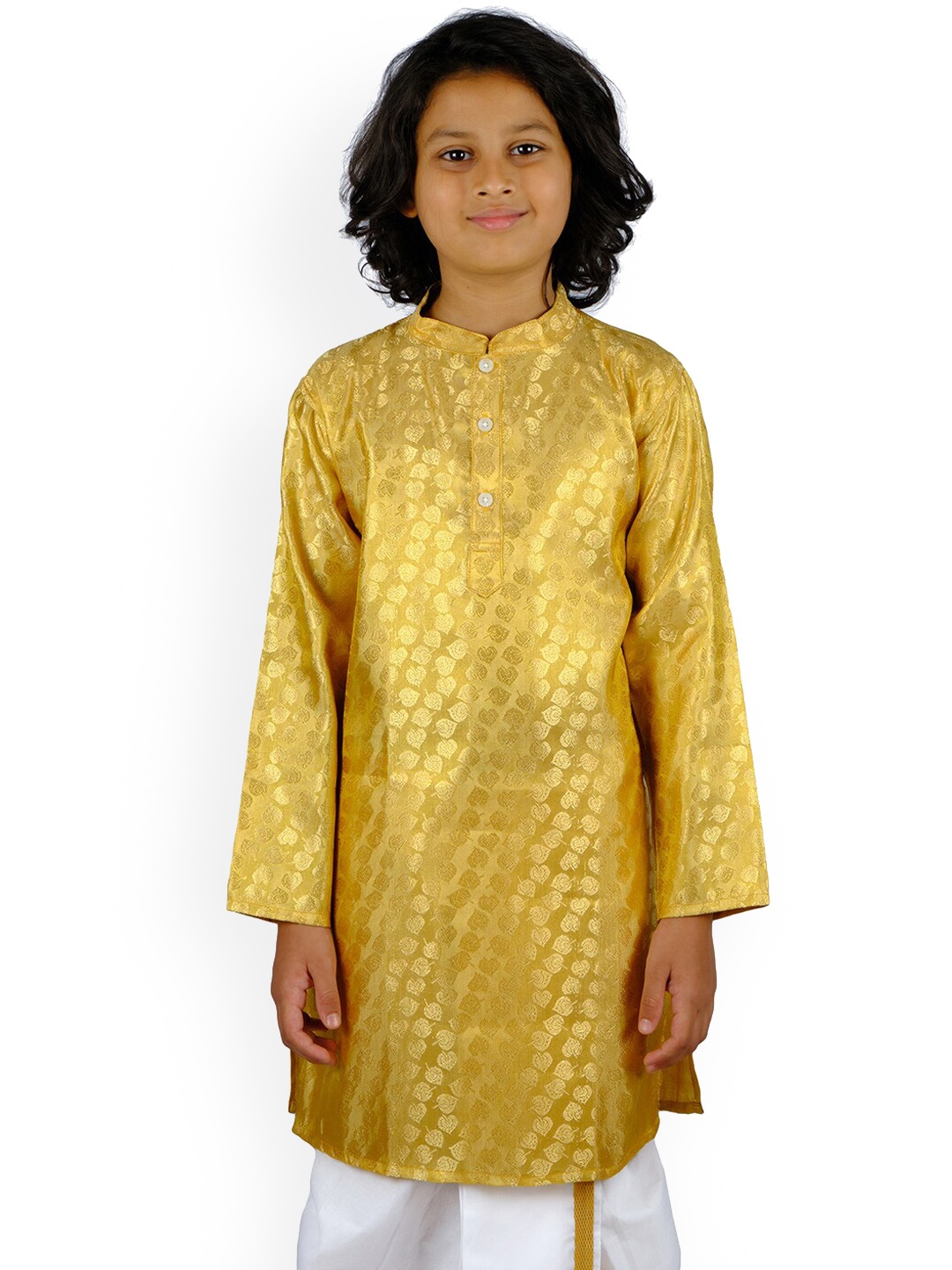 

Sethukrishna Boys Gold-Toned Ethnic Motifs Kurta