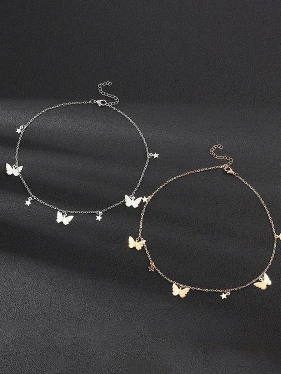 

Vembley Gold-Toned & Steel Gold-Plated Layered Necklace