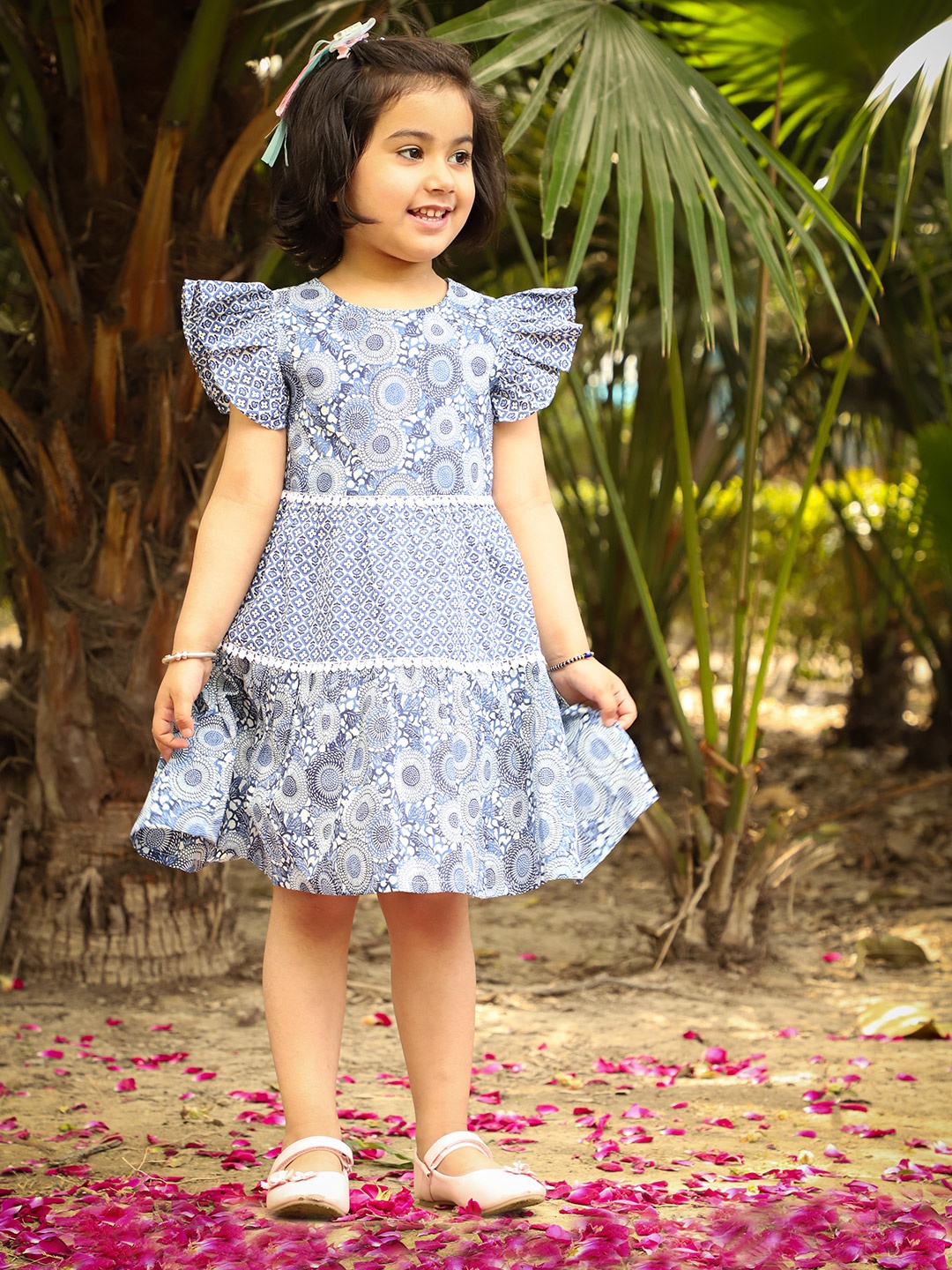 

LIL DRAMA Blue Floral Layered Dress