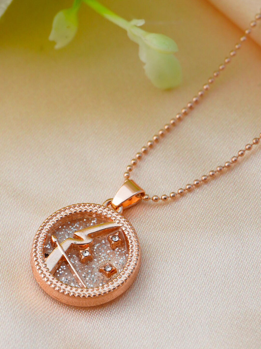 

Ferosh Women Rose God-Toned Sagittarius Pendant with Chain, Rose gold