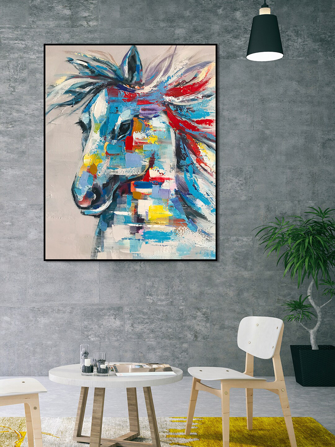 

HomeTown Black & Blue Abstract Painting Framed Wall Art