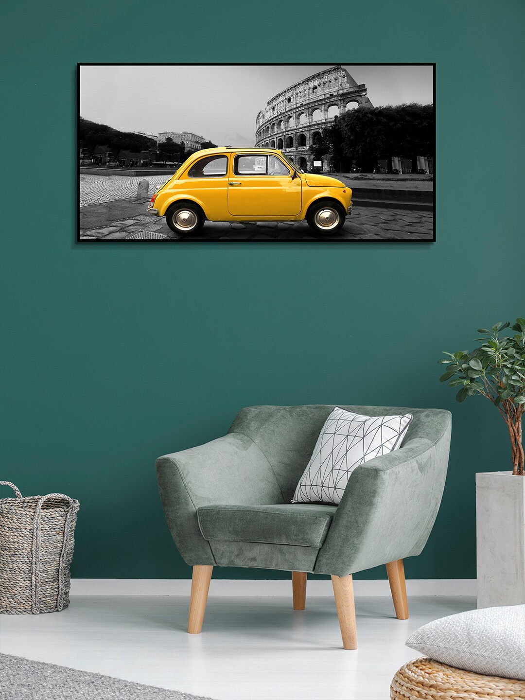 

HomeTown Black & Yellow Simon Rome Taxi Printed Framed Wall Painting