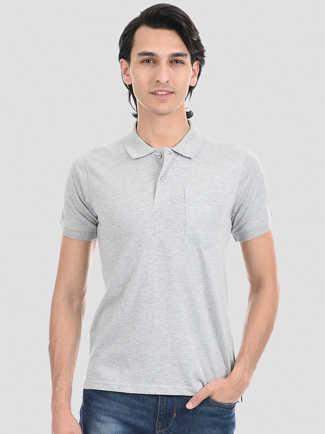 

Cloak & Decker by Monte Carlo Men Grey Polo Collar T-shirt