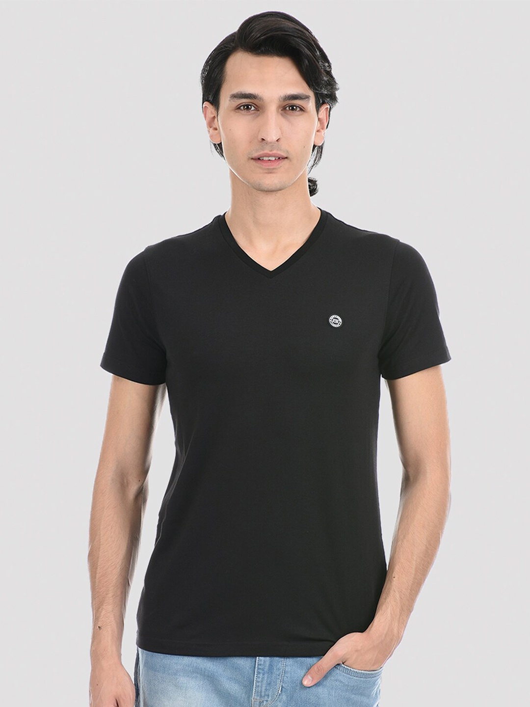 

Cloak & Decker by Monte Carlo Men Black V-Neck T-shirt