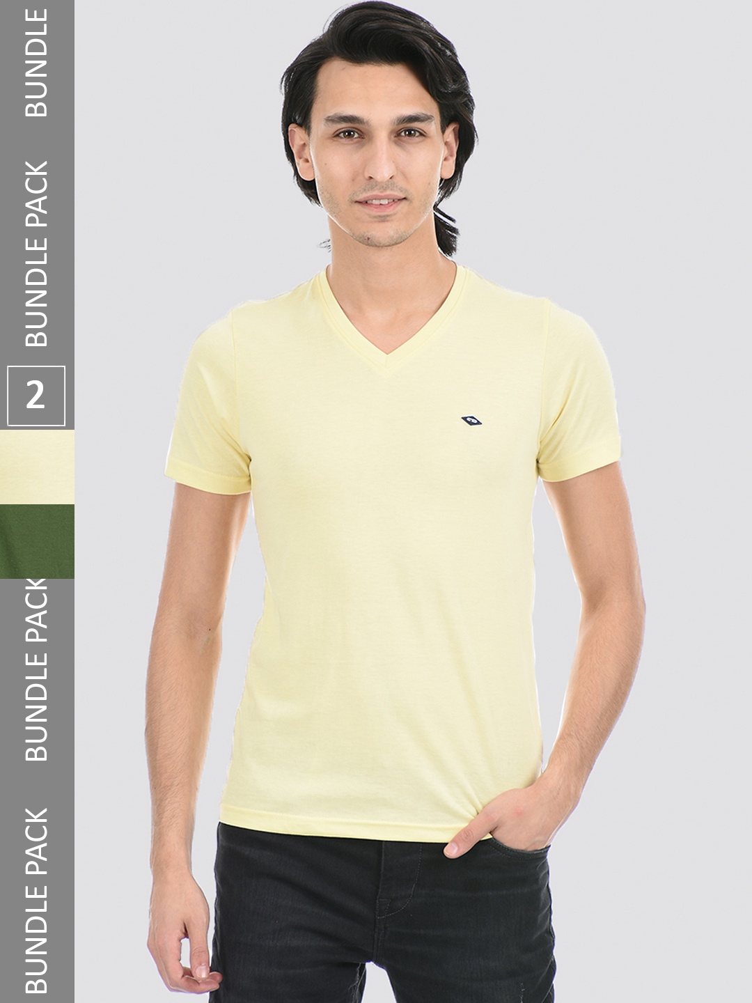 

Cloak & Decker by Monte Carlo Men Yellow V-Neck T-shirt
