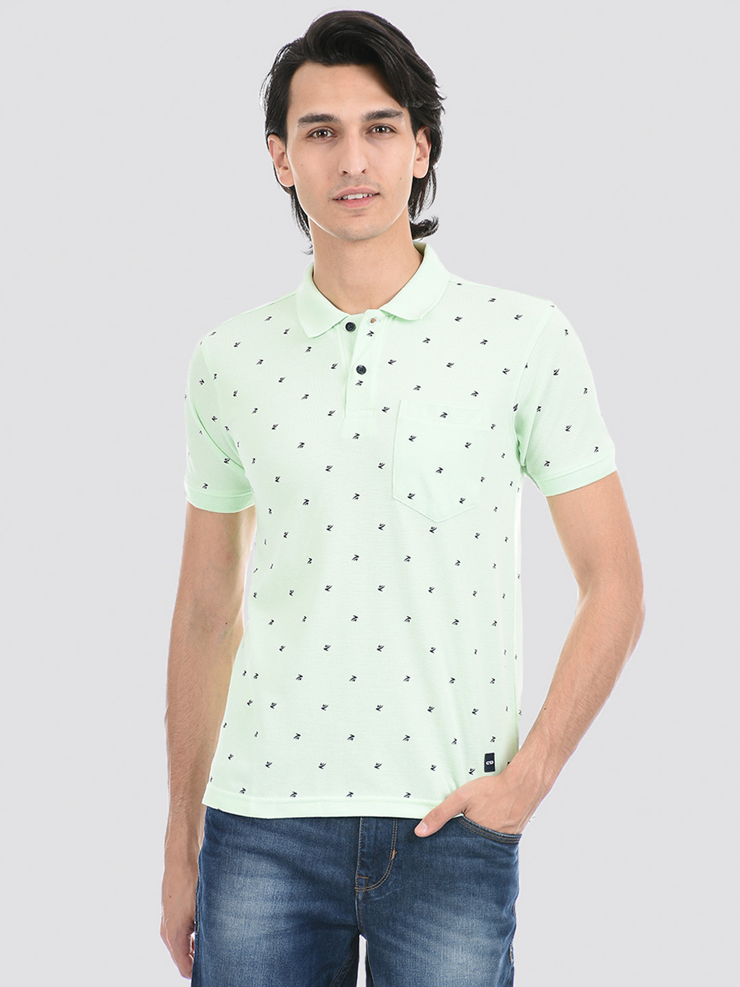 

Cloak & Decker by Monte Carlo Men Printed Polo Collar T-shirt, Teal