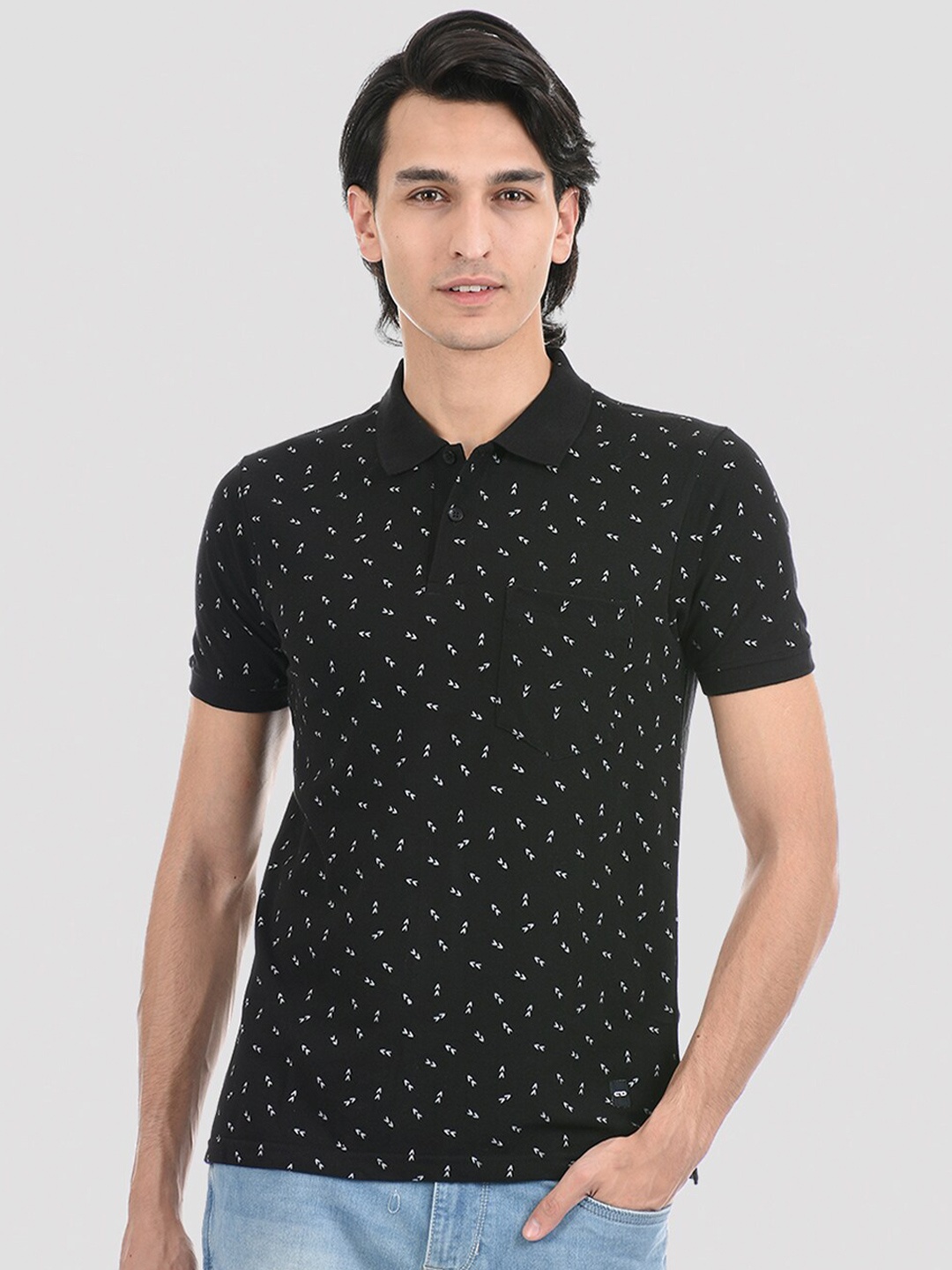 

Cloak & Decker by Monte Carlo Men Printed Polo Collar T-shirt, Black