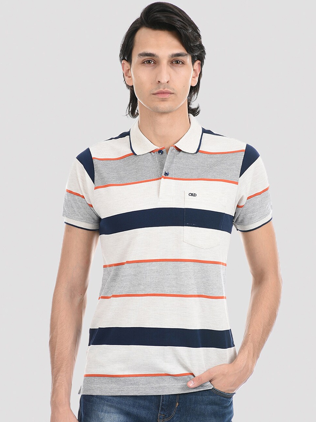 

Cloak & Decker by Monte Carlo Men Striped T-shirt, White