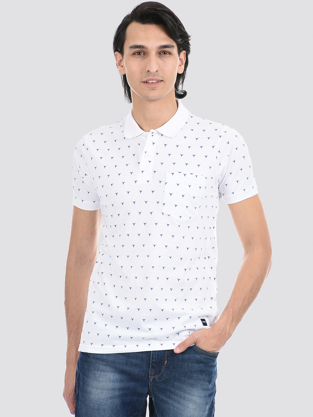 

Cloak & Decker by Monte Carlo Men Printed Polo Collar T-shirt, White