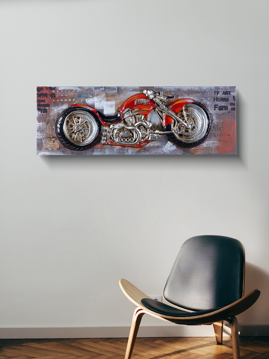 

HomeTown Red & Black Vintage Bike Red Painting Wall Art