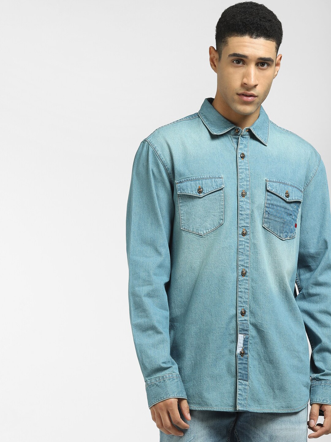 

Jack & Jones Men Blue Faded Casual Shirt