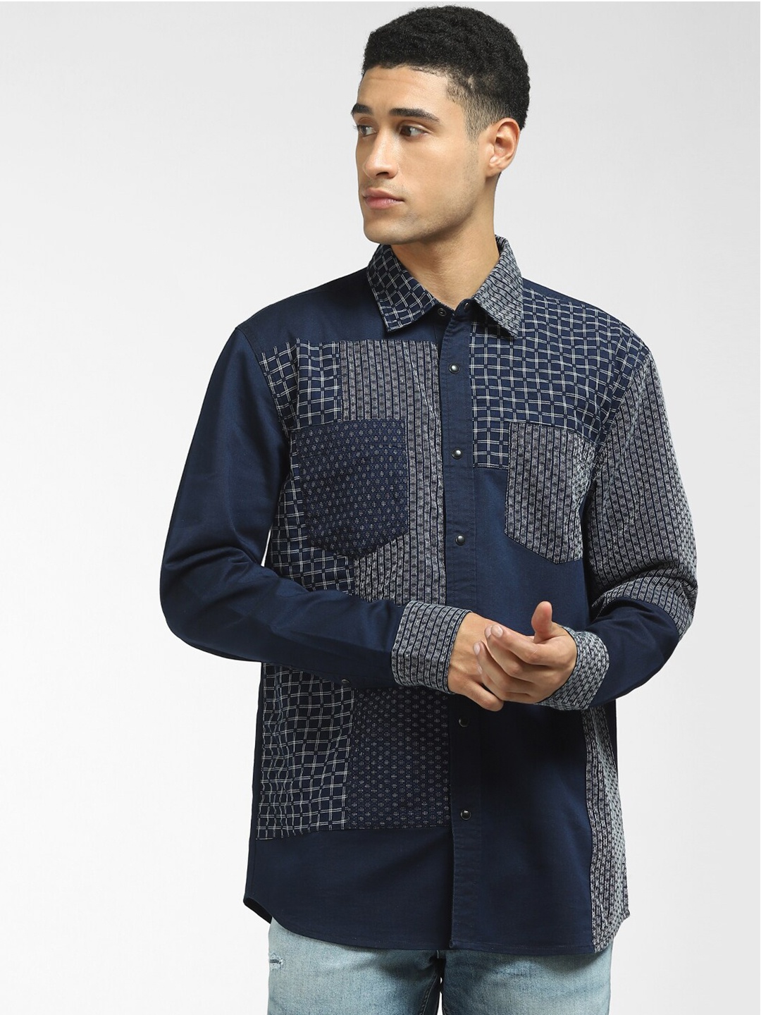 

Jack & Jones Men Blue Printed Casual Shirt