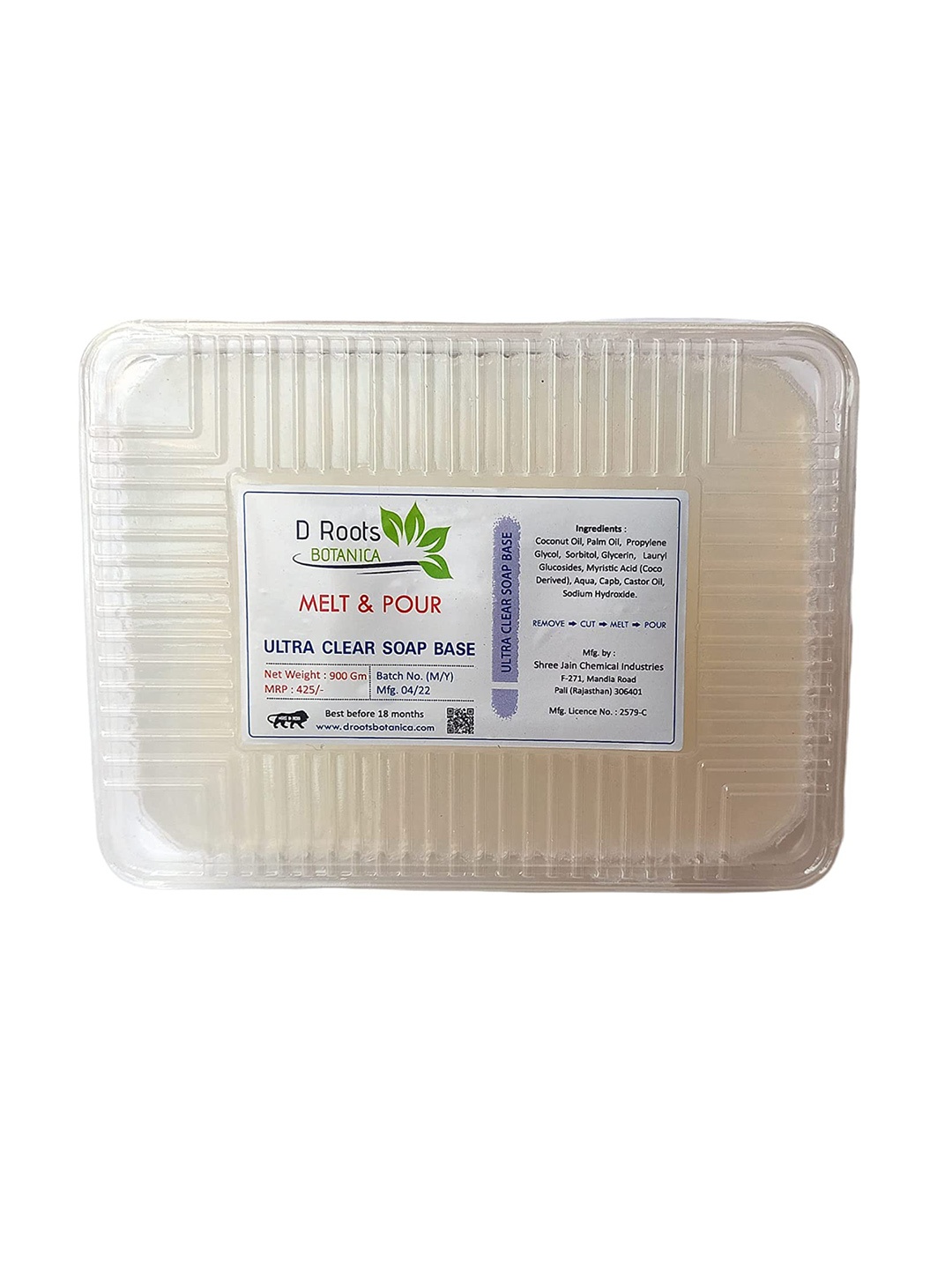 

D Roots Botanica Melt & Pour Ultra Clear Soap Base - 900 g, White