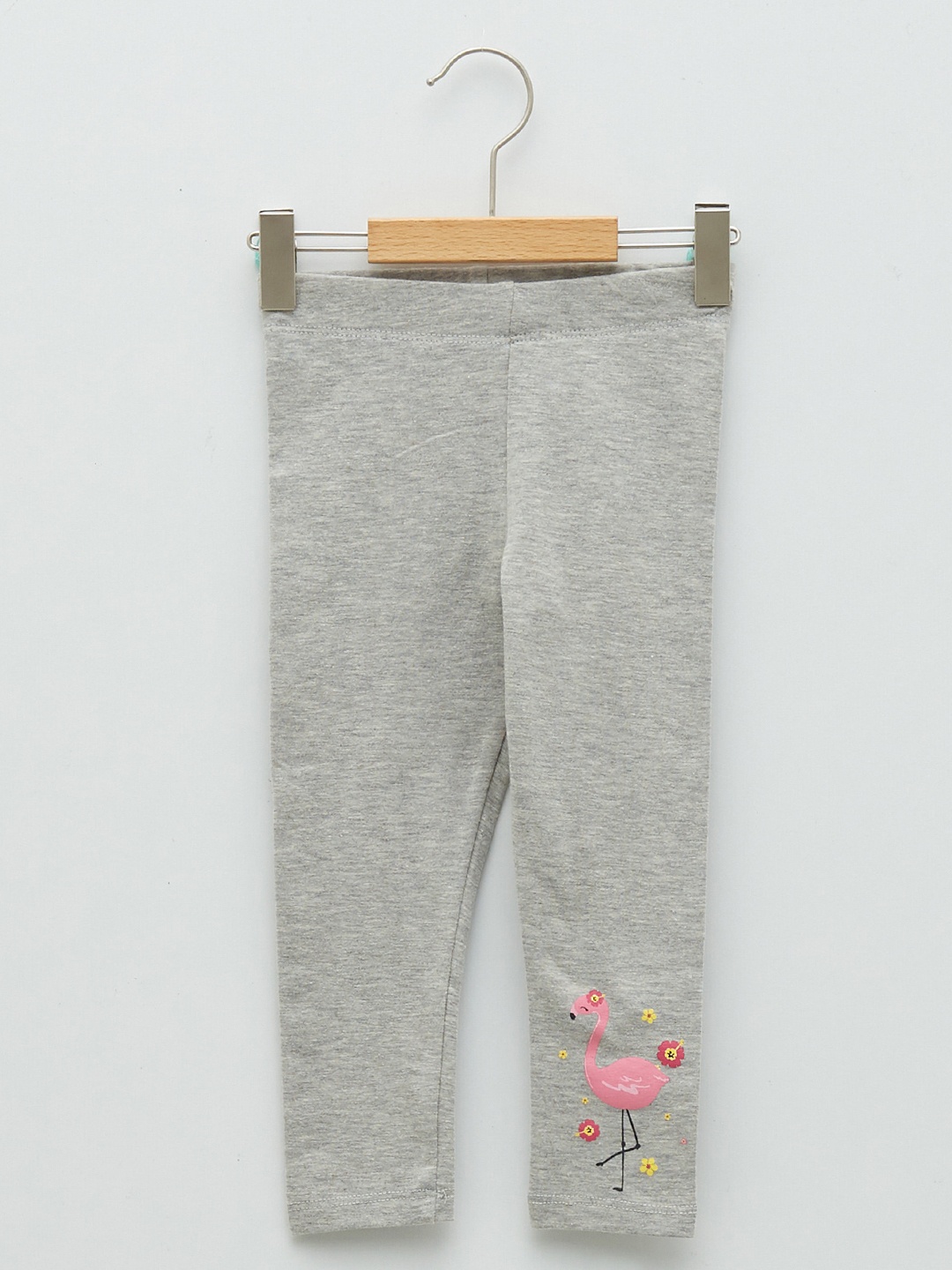 

LC Waikiki Girls Grey Melange & Pink Flamingo Print Detail Ankle Length Leggings