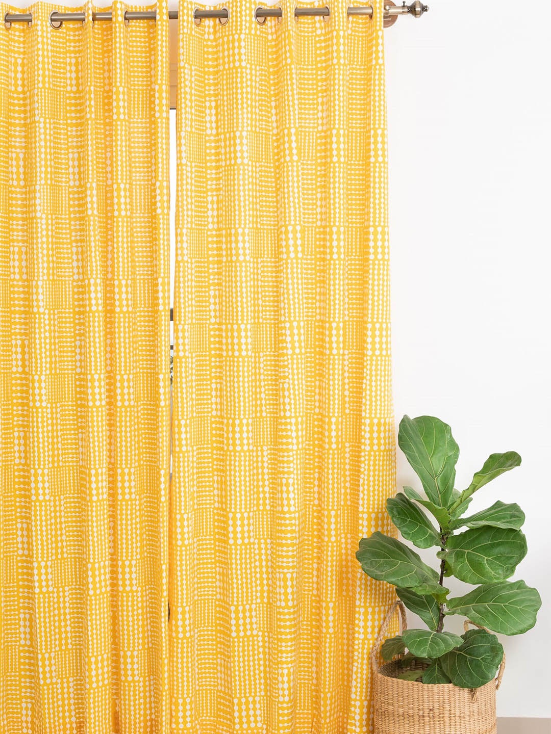 

The Yellow Dwelling Yellow & White Printed Door Curtain