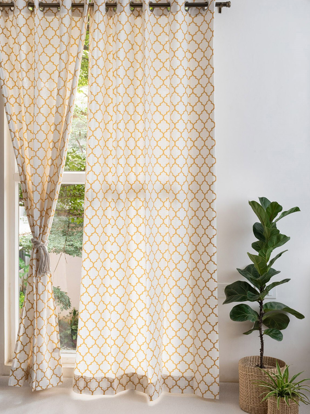 

The Yellow Dwelling Yellow & White Door Curtain