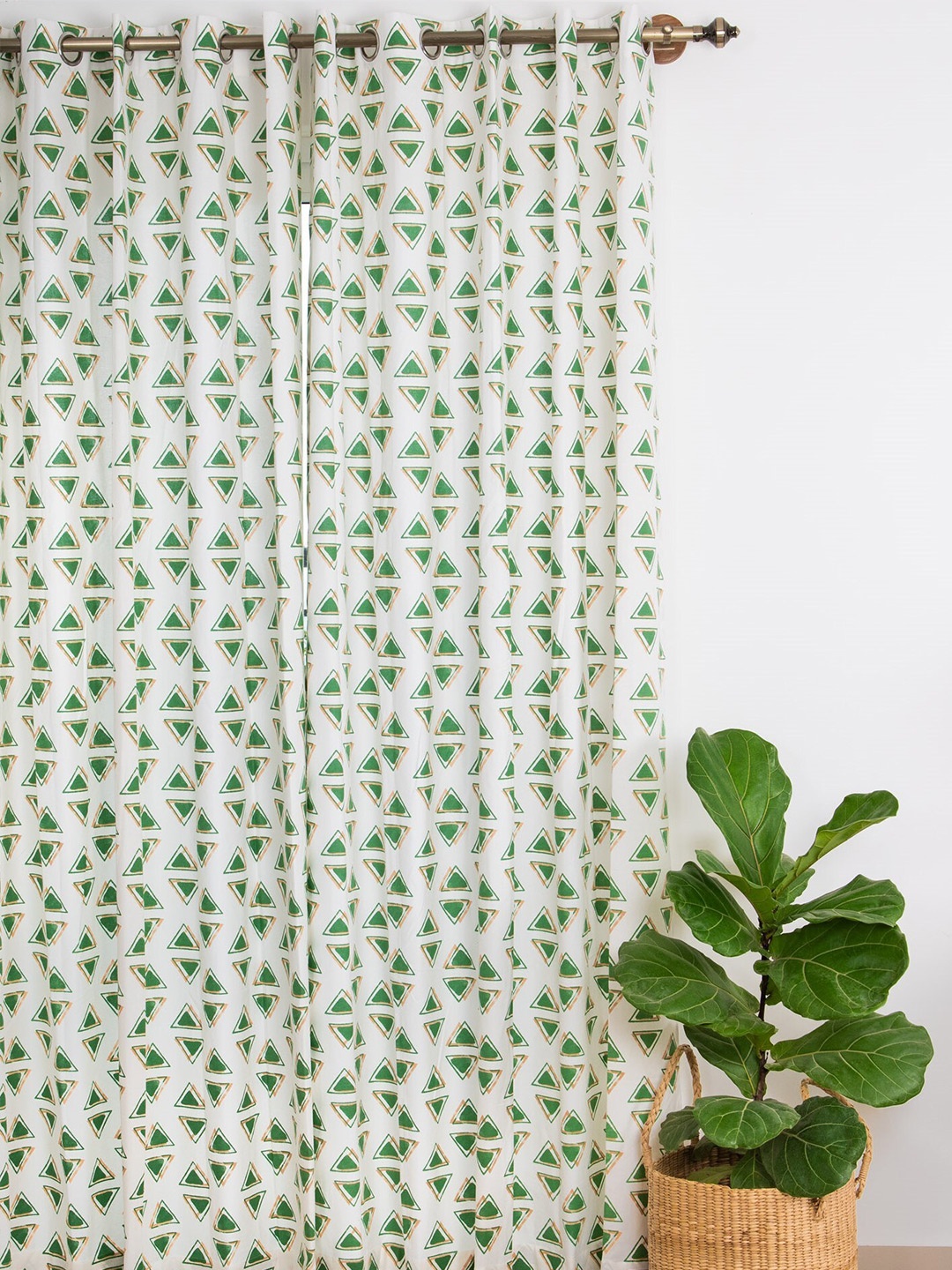 

The Yellow Dwelling Green & White Geometric Door Curtain
