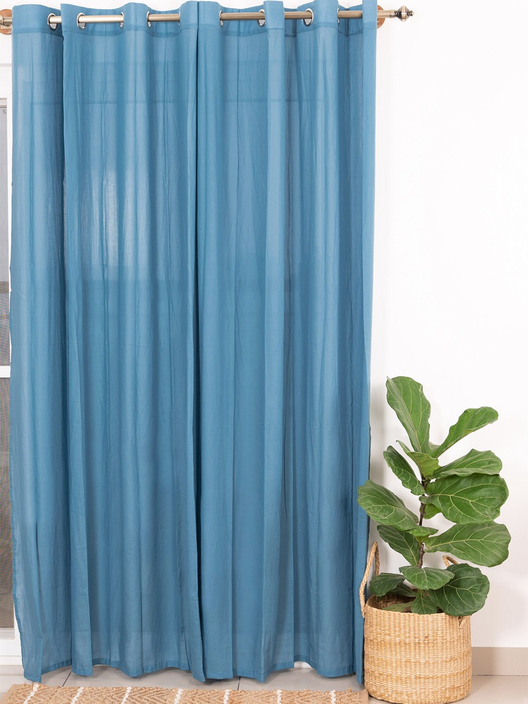 

The Yellow Dwelling Blue Sheer Cotton Door Curtain