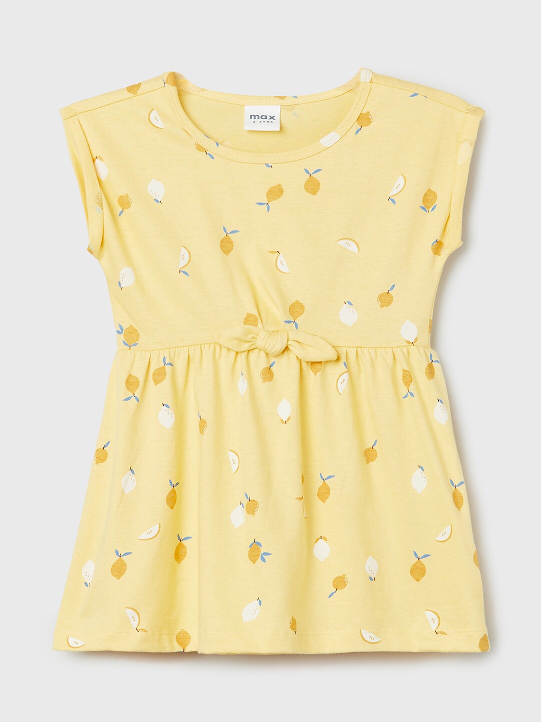 

max Girls Yellow Printed Fit and Flare Dress