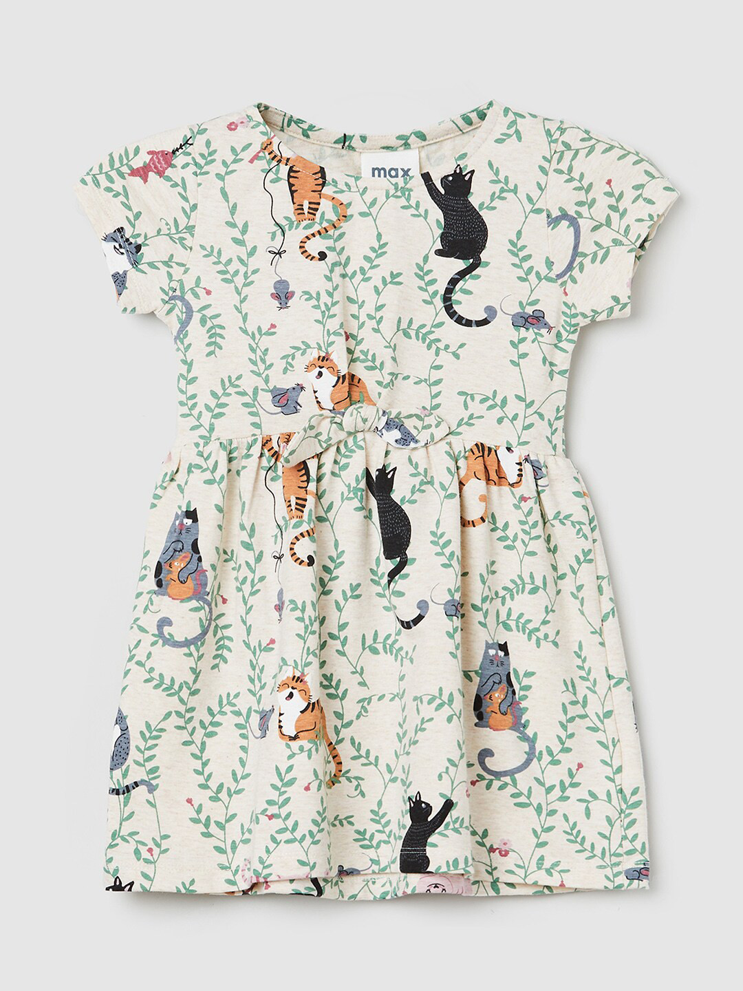 

max Girls Beige Animal Dress