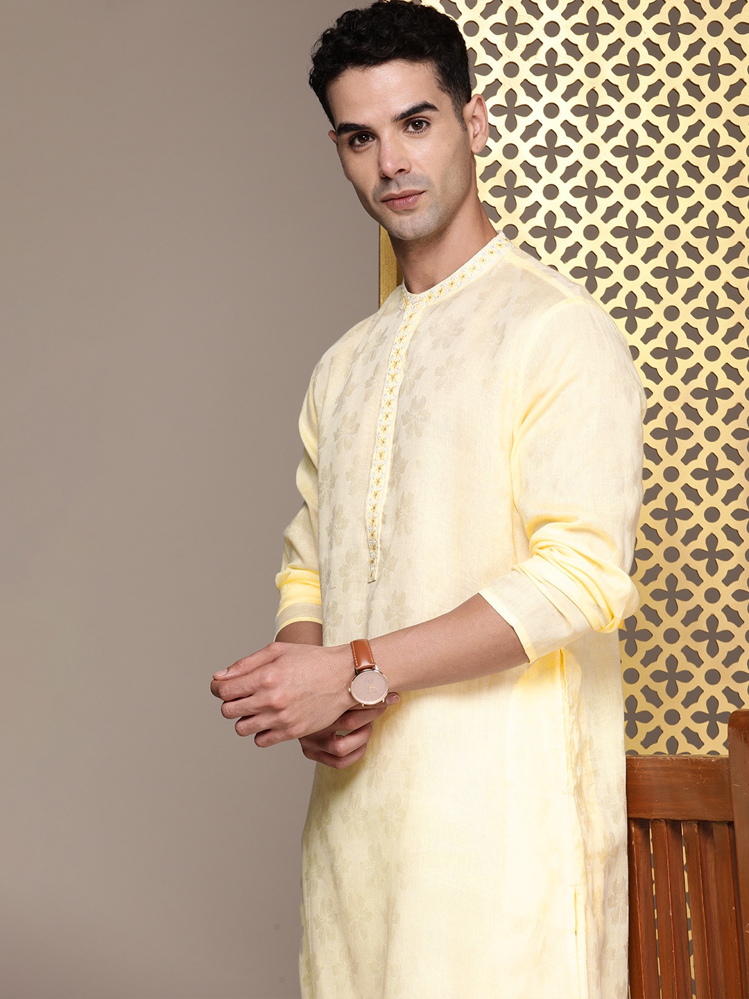 

House of Pataudi Jashn Kurta with Churidar, Yellow