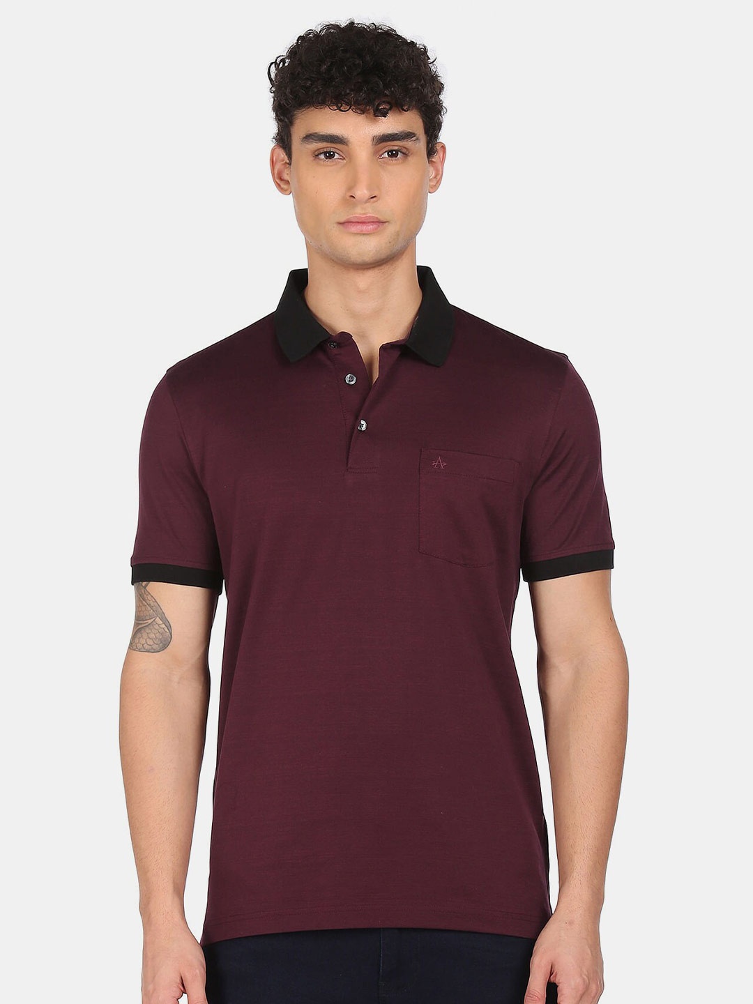 

Arrow Men Red Polo Collar T-shirt