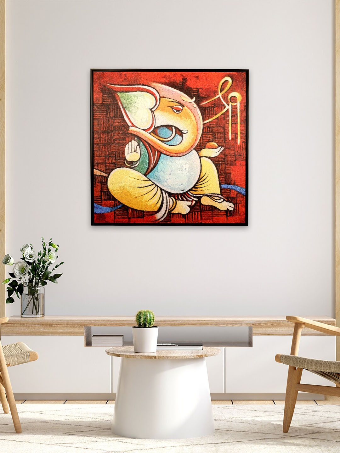 

HomeTown Red & Yellow Synthetic Printed Painting Devotion Wall Art