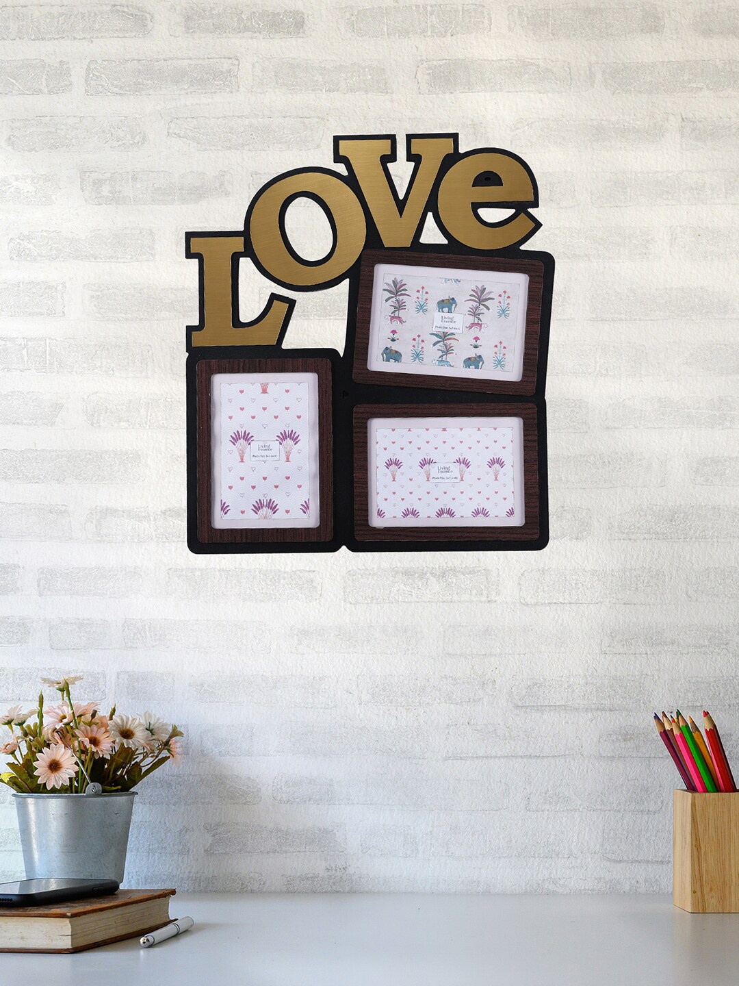 

HomeTown Black & Gold-Toned Moments Mdf Collage Photo Frame