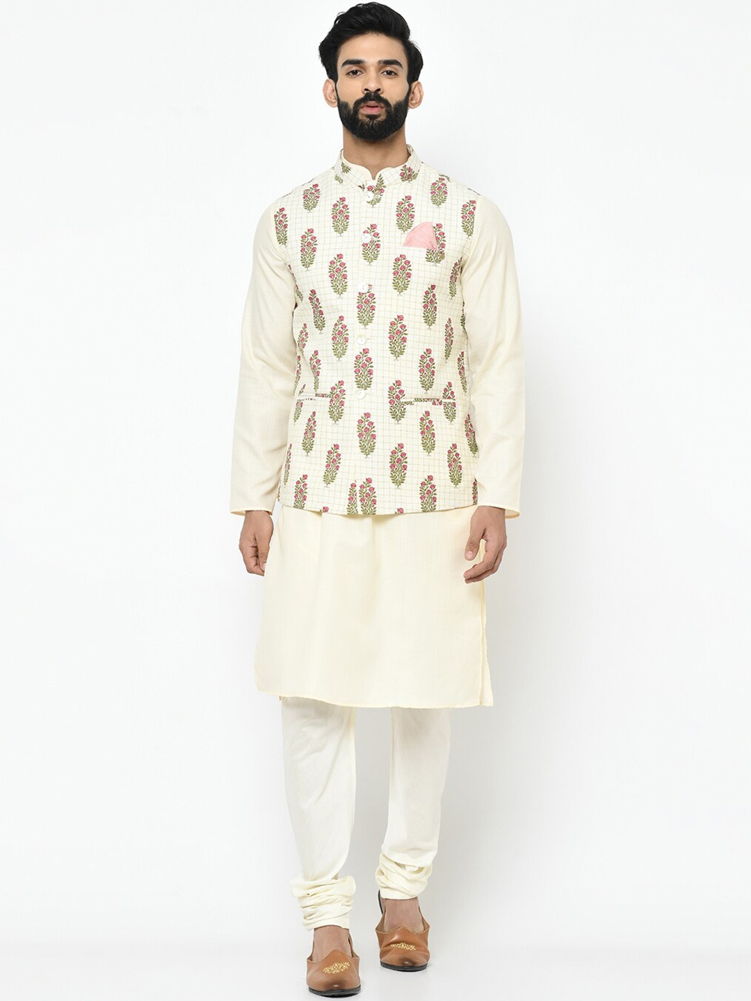 

KISAH Men White Kurta with Churidar