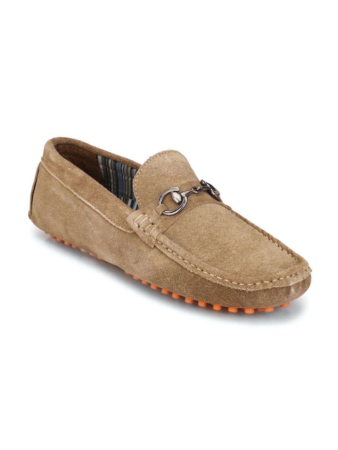 

Hirels Men Beige Suede Driving Shoes