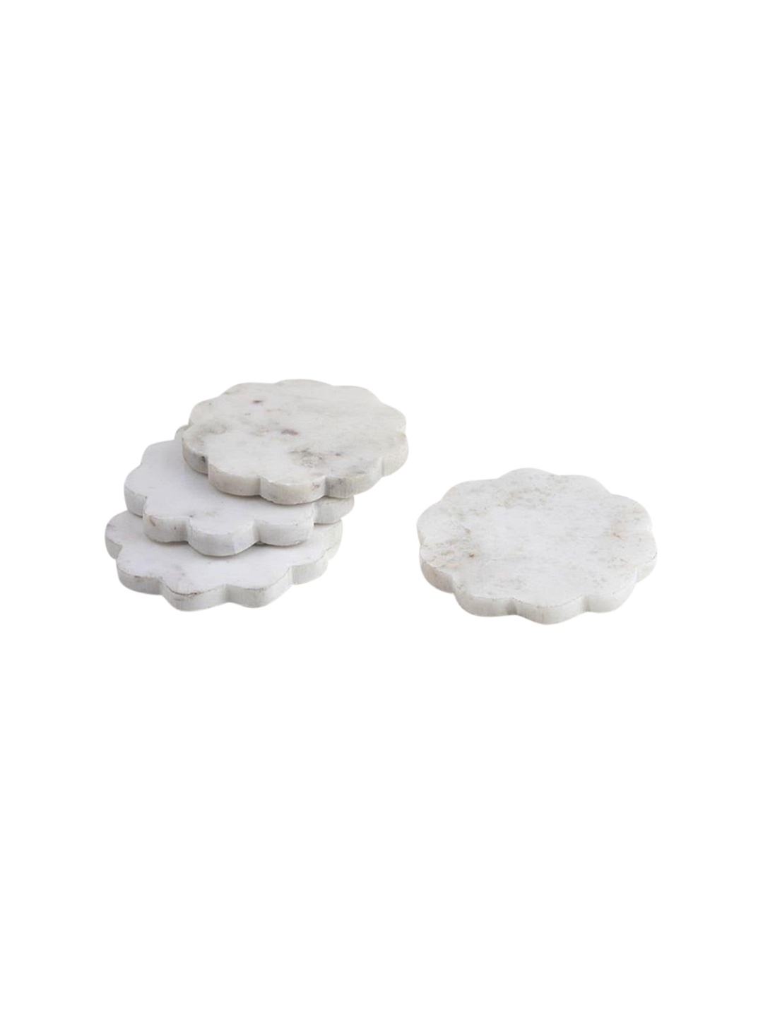 

SWHF Set Of 4 Flower shape Marble Coasters, White