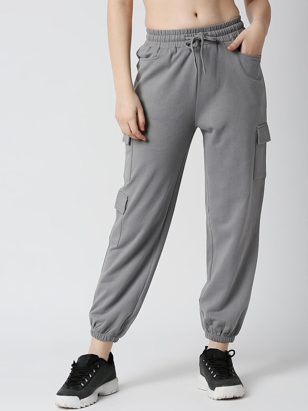 

Disrupt Women Grey Solid Cotton Jogger Track Pants