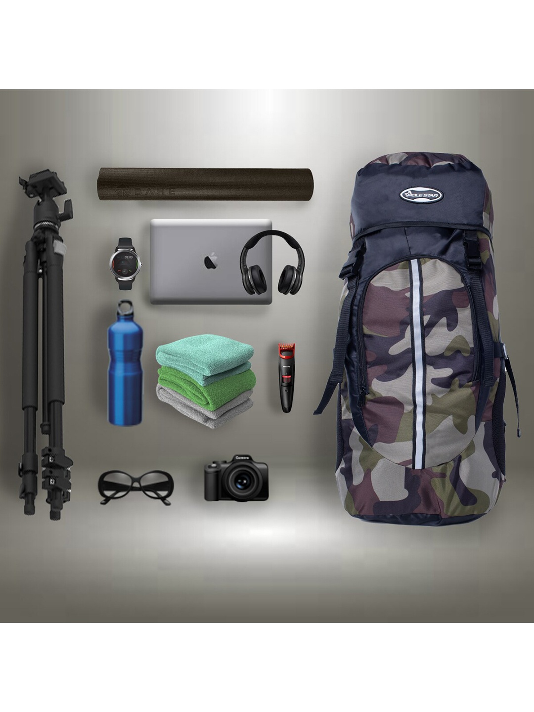 

Polestar Beige Camouflage Printed Hiking Rucksacks