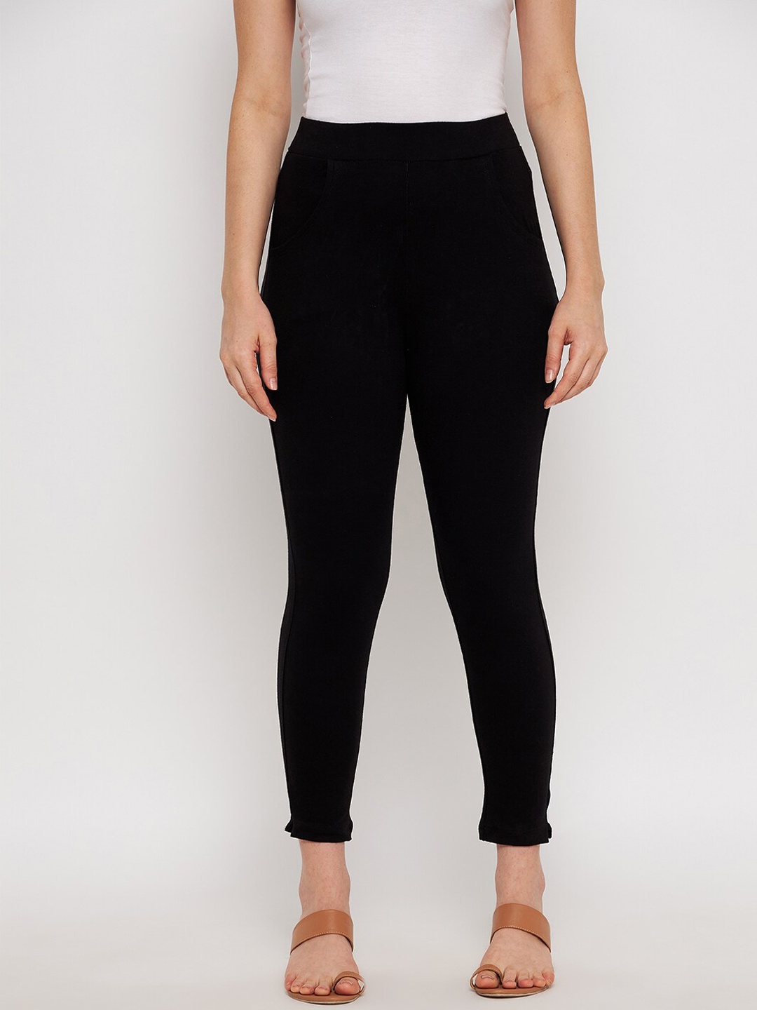 

Clora Creation Women Black Solid Cotton Ankle-Length Leggings