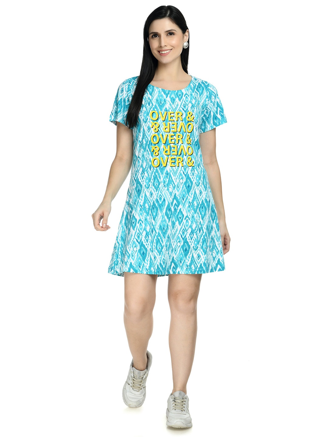 

DOLSU Women Blue & Blue A-Line Dress