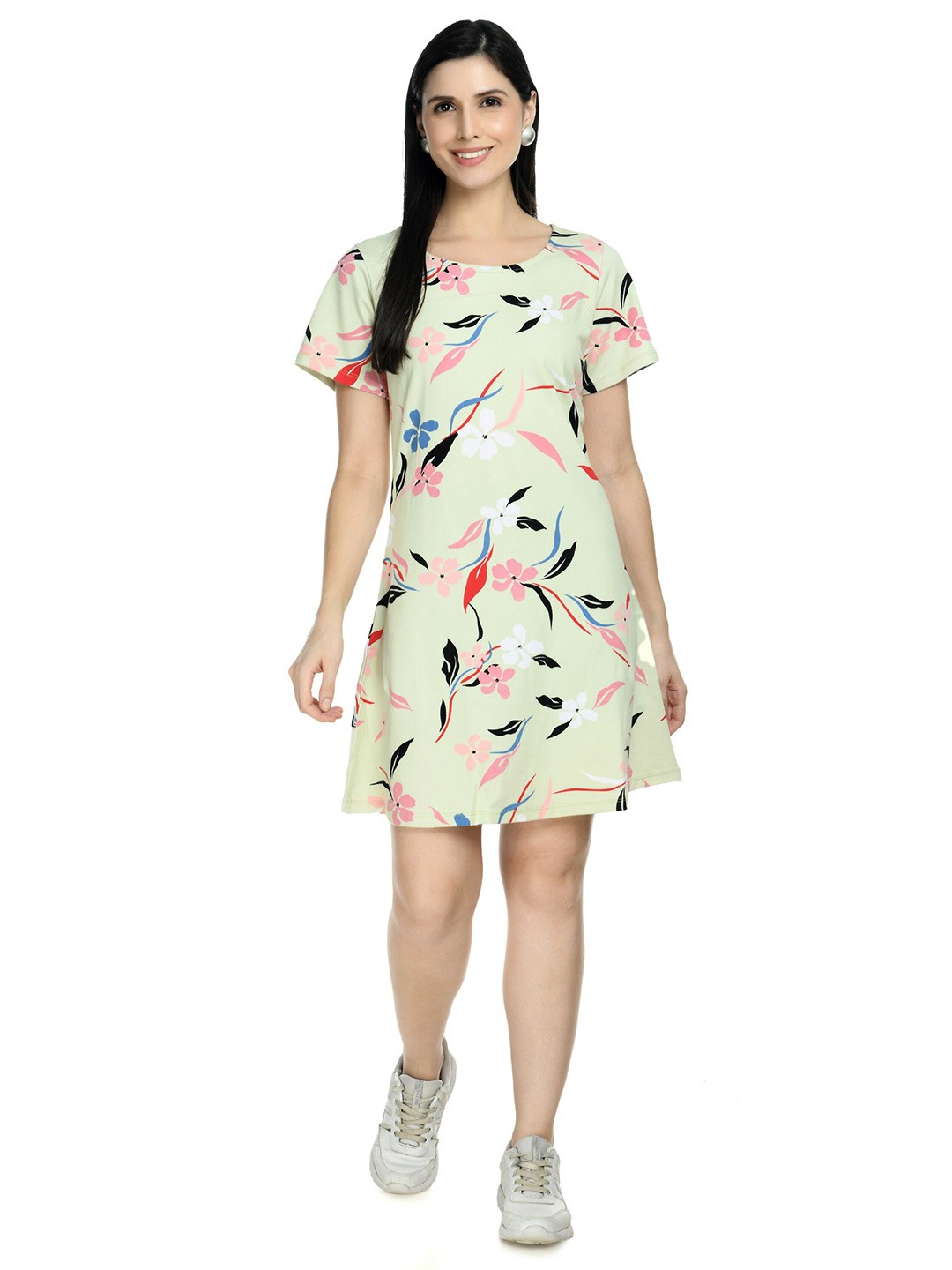 

DOLSU Women Green Floral A-Line Dress