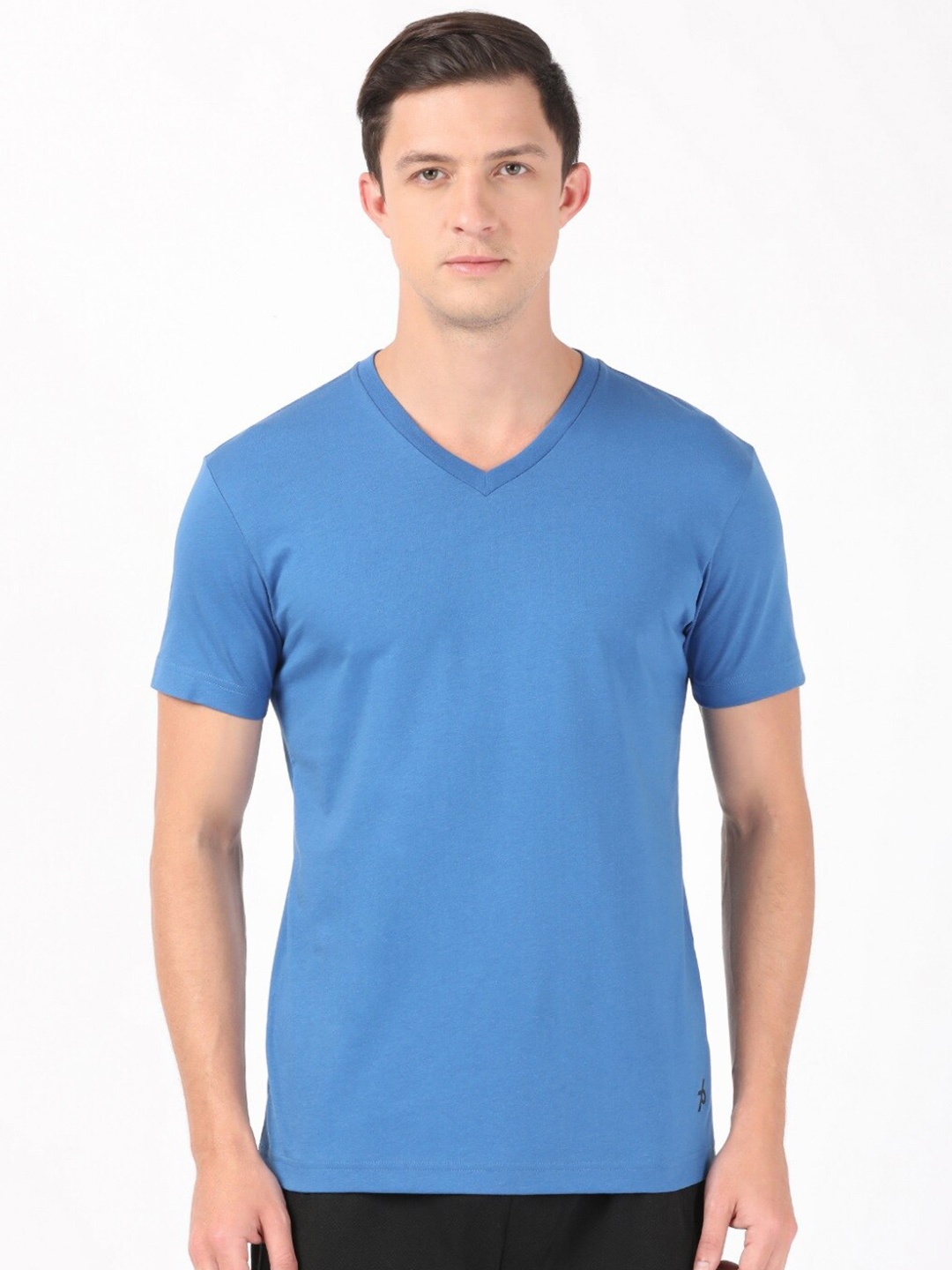 

Jockey Men Blue V-Neck Raw Edge T-shirt