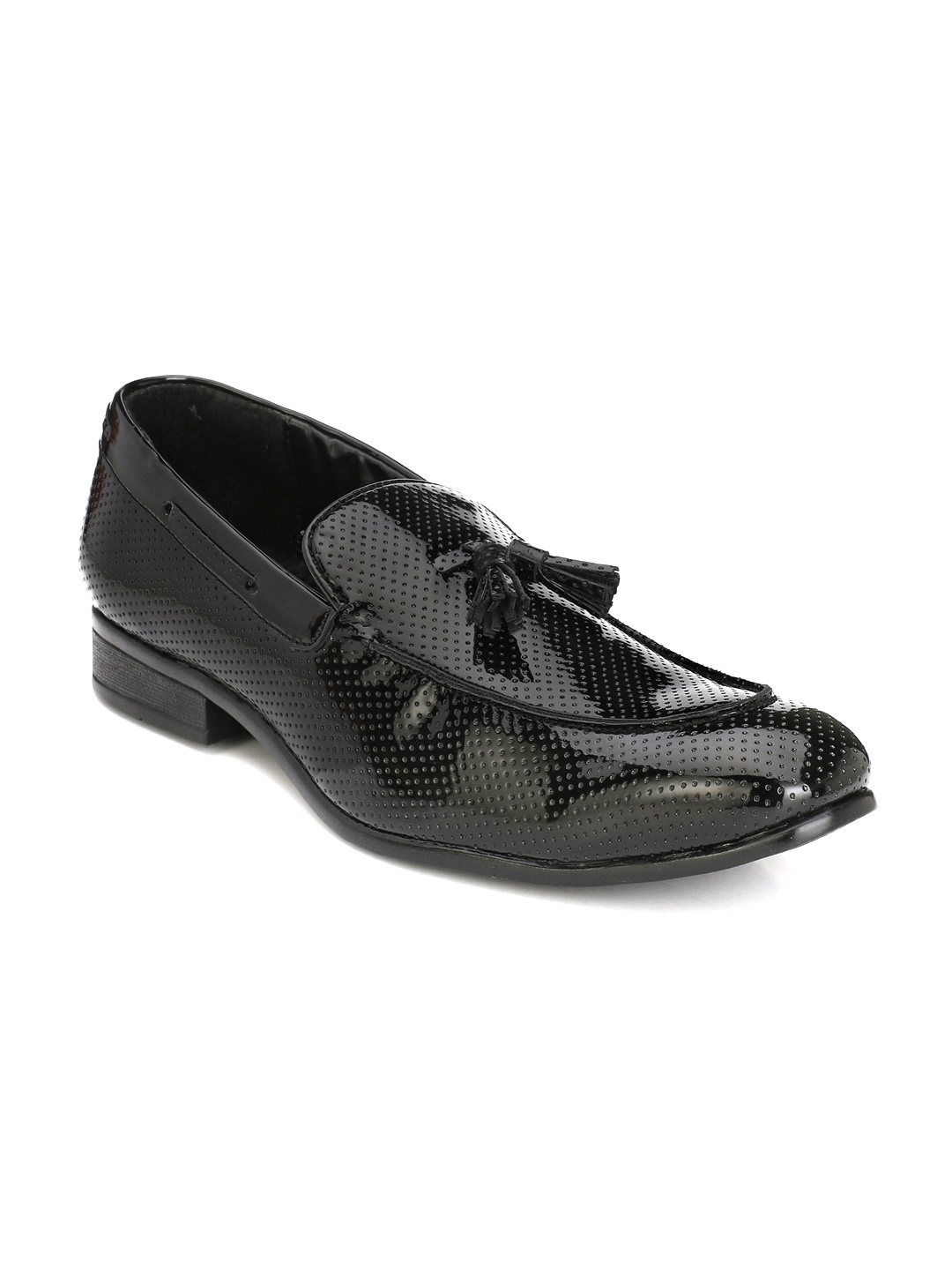 

Hirels Men Black Textured Semiformal Slip-Ons