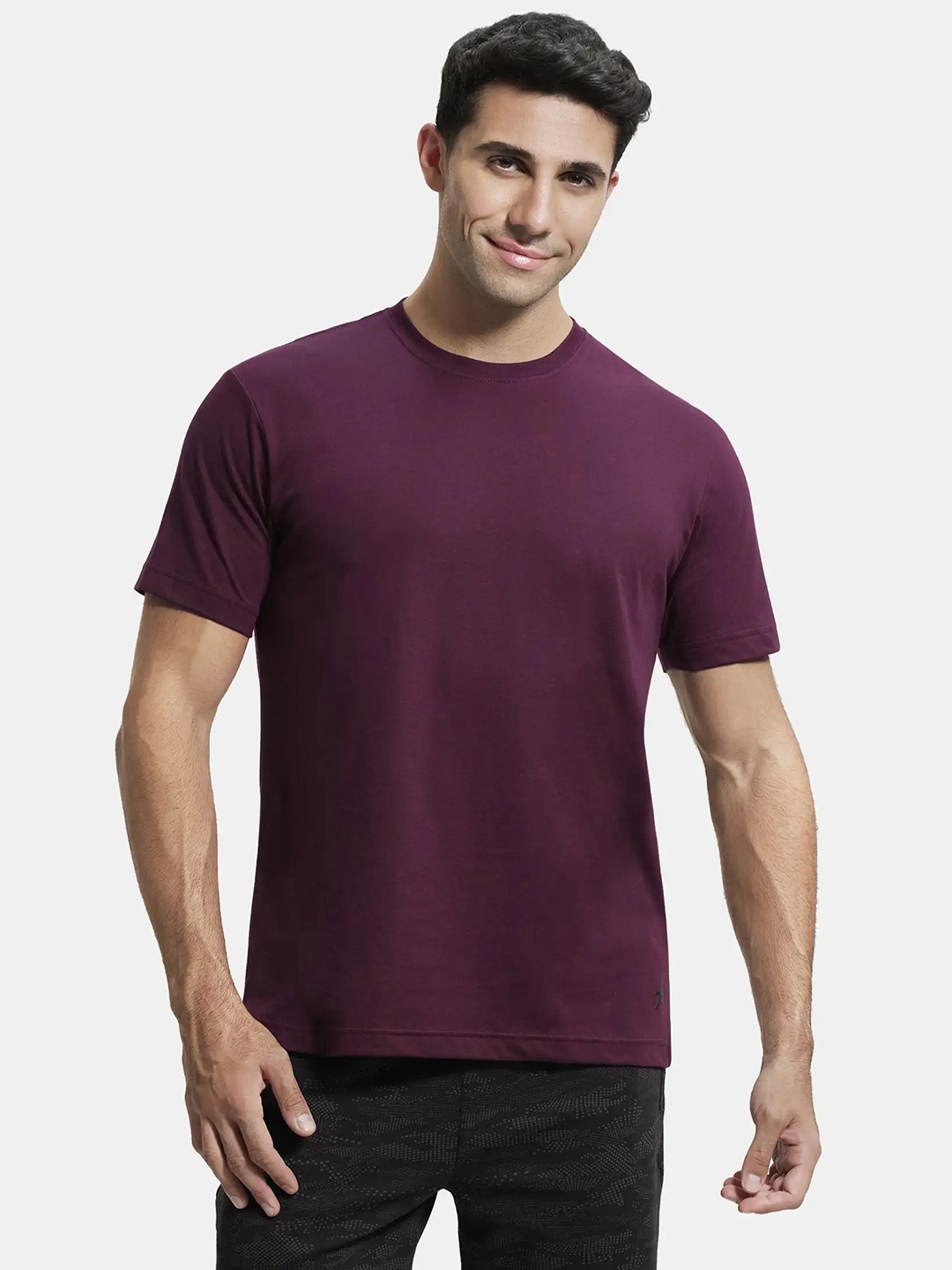 

Jockey Combed Cotton Rich Round Neck Half Sleeve Tshirt-2714, Purple