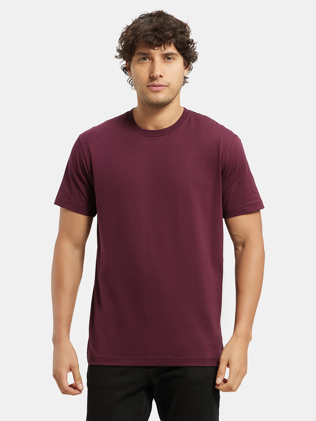 

Jockey Combed Cotton Rich Round Neck Half Sleeve Tshirt-2714, Maroon