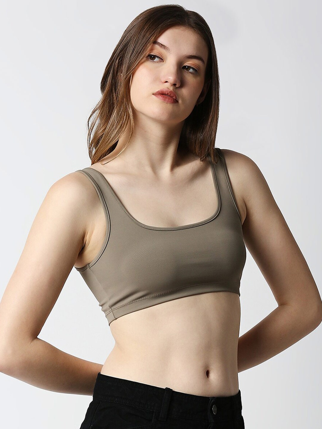 

Disrupt Brown Bralette Slim Fit Crop Top