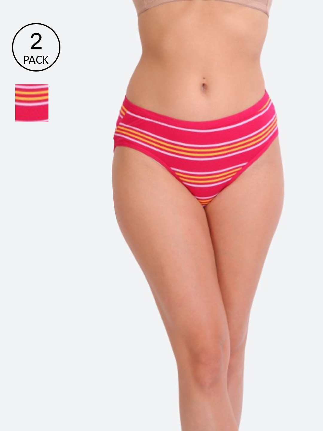 

Innocence Women Pack Of 2 Striped Hipster Briefs, Pink