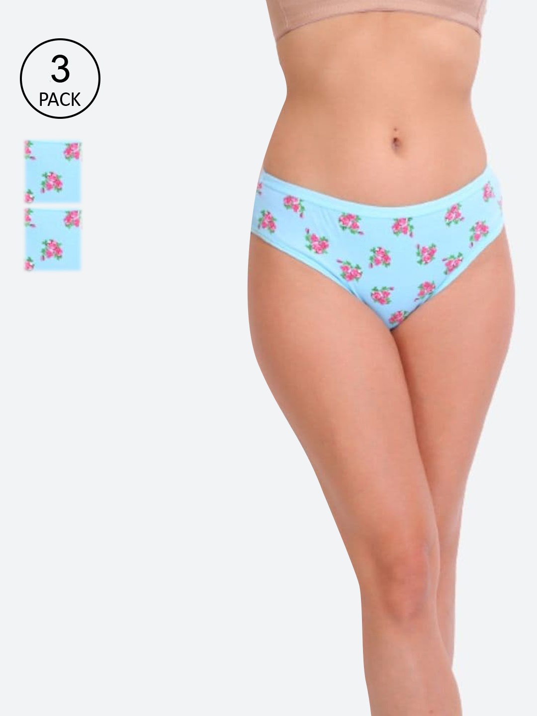 

Innocence Pack Of 3 Women Blue Floral Printed Briefs