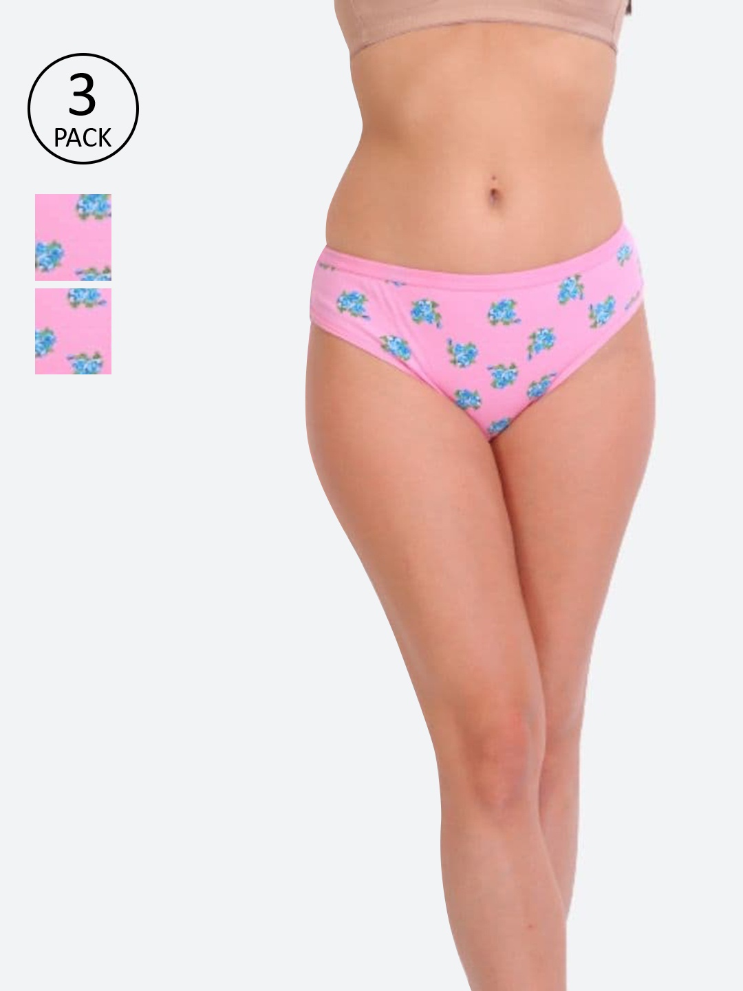 

Innocence Women Pack Of 3 Printed Hipster Briefs, Pink