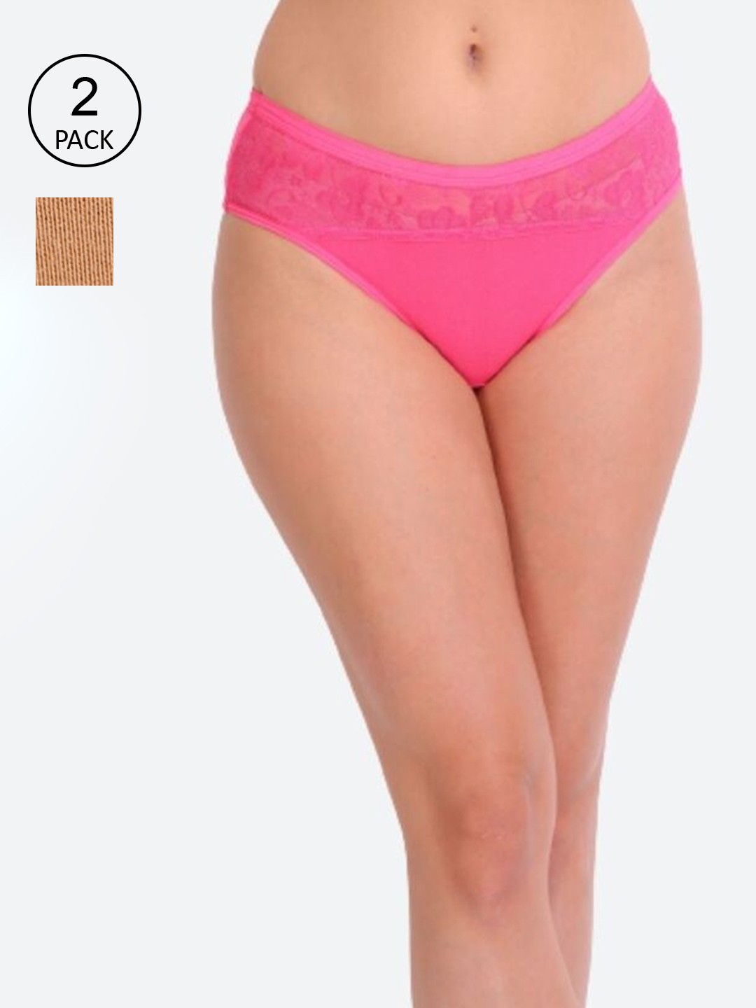 

Innocence Pack of 2 Pink And Brown Basic Briefs BBAPLIN91075_S