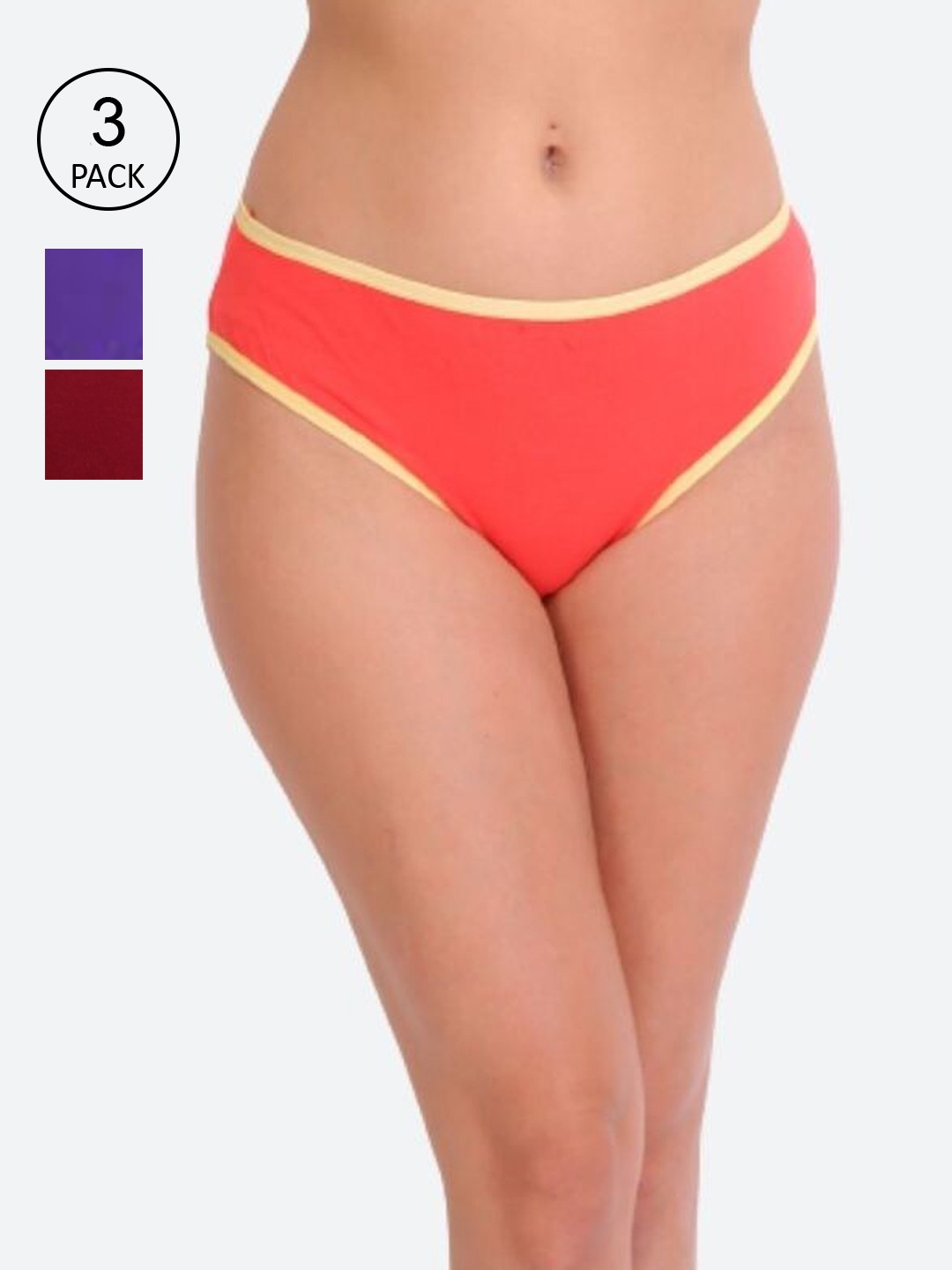 

Innocence Pack Of 3 Women Solid Hipster Briefs, Orange