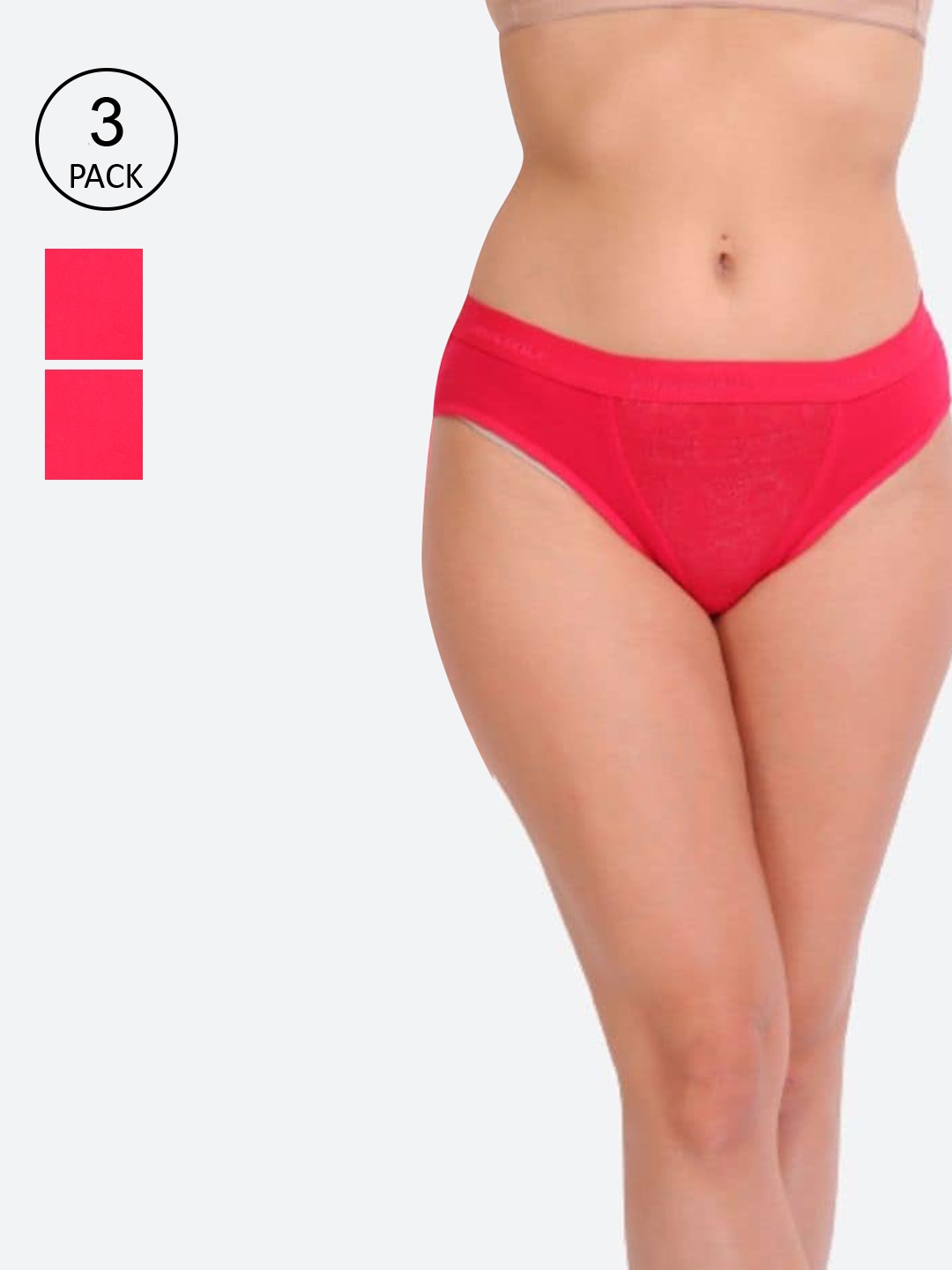 

Innocence Women Pack Of 3 Pink Solid Cotton Hipster Briefs
