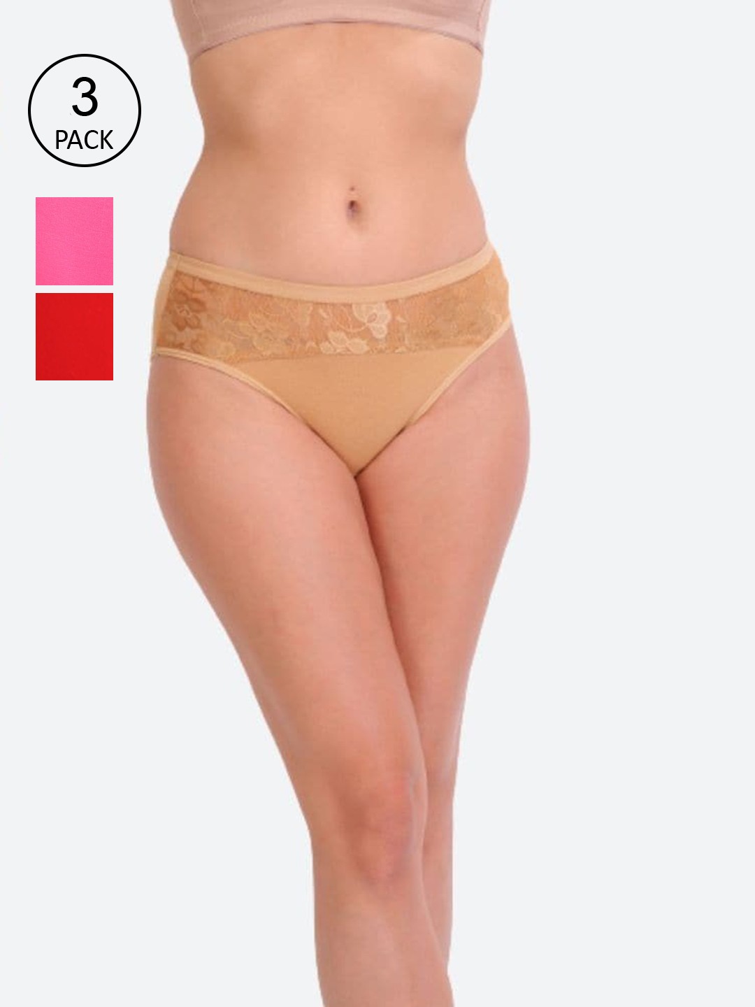 

Innocence Pack Of 3 Women Beige, Red & Pink Floral Printed Cotton Hipster BriefsvendorArticleNumberBBAPLIN91074_XXL