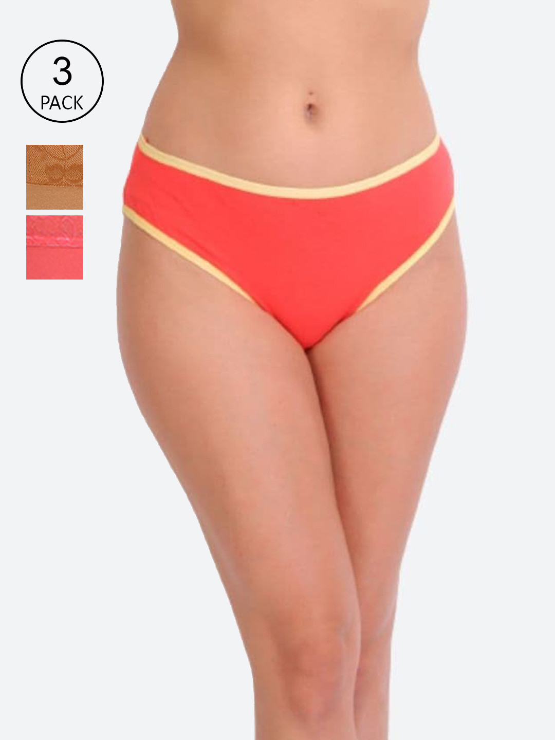 

Innocence Women Pack Of 3 Solid Hipster Briefs, Coral
